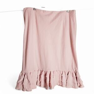 Lauren Ralph Lauren NWT Women's Silk Linen Soft Girl Pink Ruffle Skirt Size 16